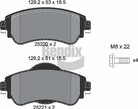 BENDIX Braking BPD1189 - Bremžu uzliku kompl., Disku bremzes adetalas.lv