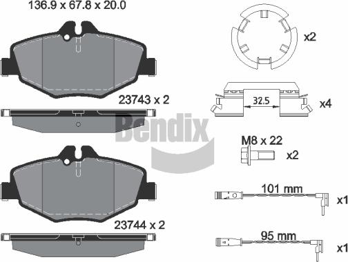 BENDIX Braking BPD1126 - Bremžu uzliku kompl., Disku bremzes adetalas.lv