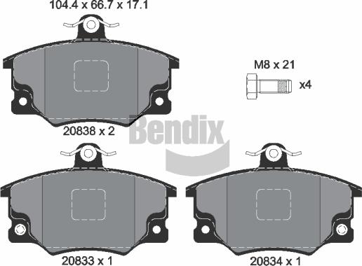 BENDIX Braking BPD1391 - Bremžu uzliku kompl., Disku bremzes adetalas.lv