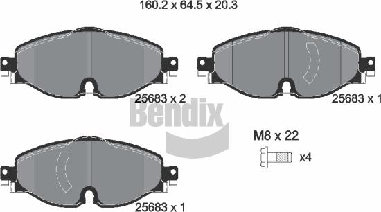 BENDIX Braking BPD1388 - Bremžu uzliku kompl., Disku bremzes adetalas.lv