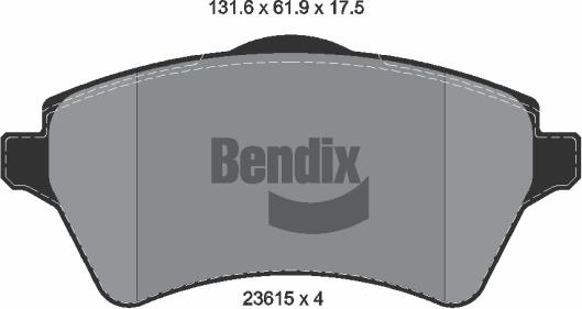 BENDIX Braking BPD1332 - Bremžu uzliku kompl., Disku bremzes adetalas.lv