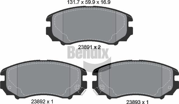 BENDIX Braking BPD1324 - Bremžu uzliku kompl., Disku bremzes adetalas.lv