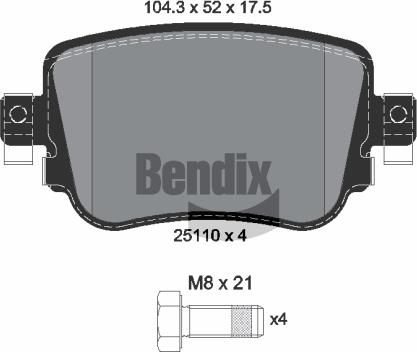 BENDIX Braking BPD1325 - Bremžu uzliku kompl., Disku bremzes adetalas.lv