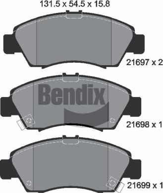 BENDIX Braking BPD1327 - Bremžu uzliku kompl., Disku bremzes adetalas.lv