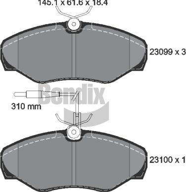 BENDIX Braking BPD1293 - Bremžu uzliku kompl., Disku bremzes adetalas.lv