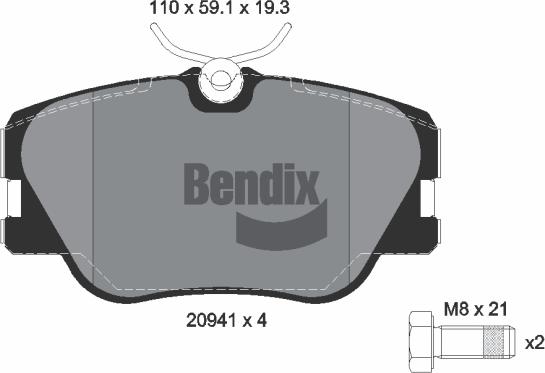 BENDIX Braking BPD1292 - Bremžu uzliku kompl., Disku bremzes adetalas.lv