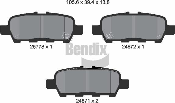 BENDIX Braking BPD1269 - Bremžu uzliku kompl., Disku bremzes adetalas.lv