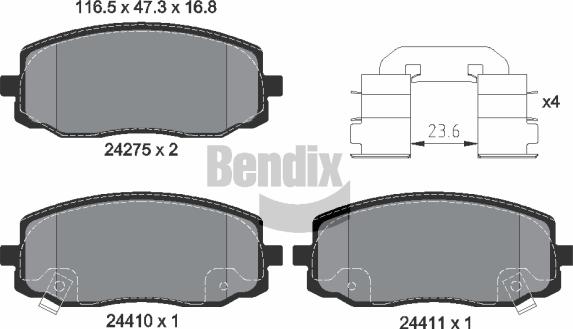 BENDIX Braking BPD1267 - Bremžu uzliku kompl., Disku bremzes adetalas.lv