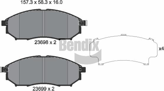 BENDIX Braking BPD1215 - Bremžu uzliku kompl., Disku bremzes adetalas.lv