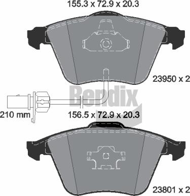 BENDIX Braking BPD1285 - Bremžu uzliku kompl., Disku bremzes adetalas.lv