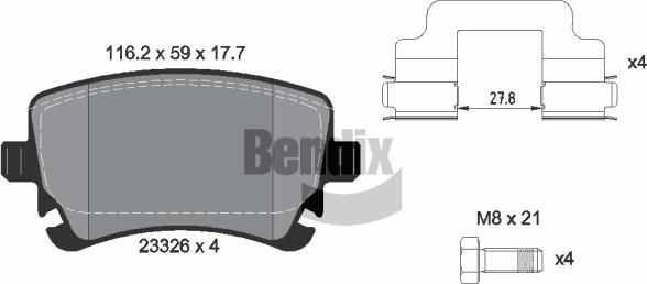 BENDIX Braking BPD1286 - Bremžu uzliku kompl., Disku bremzes adetalas.lv