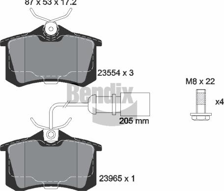 BENDIX Braking BPD1287 - Bremžu uzliku kompl., Disku bremzes adetalas.lv