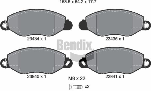 BENDIX Braking BPD1231 - Bremžu uzliku kompl., Disku bremzes adetalas.lv