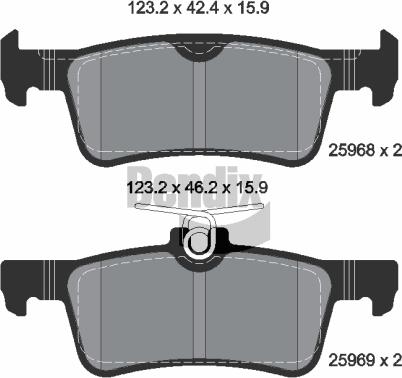 BENDIX Braking BPD1233 - Bremžu uzliku kompl., Disku bremzes adetalas.lv