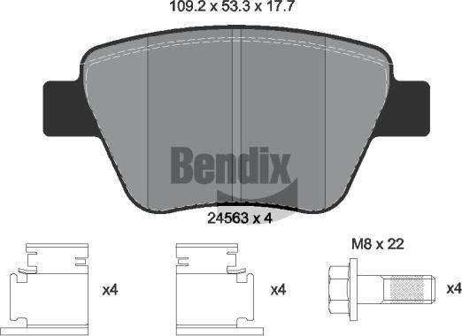 BENDIX Braking BPD1225 - Bremžu uzliku kompl., Disku bremzes adetalas.lv