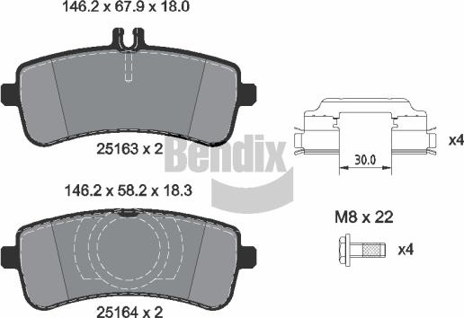 BENDIX Braking BPD2468 - Bremžu uzliku kompl., Disku bremzes adetalas.lv