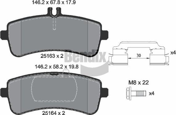 BENDIX Braking BPD2299 - Bremžu uzliku kompl., Disku bremzes adetalas.lv