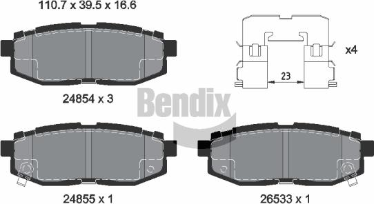 BENDIX Braking BPD2201 - Bremžu uzliku kompl., Disku bremzes adetalas.lv