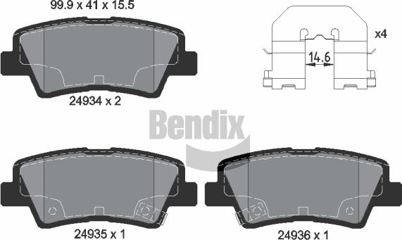 BENDIX Braking BPD2208 - Bremžu uzliku kompl., Disku bremzes adetalas.lv