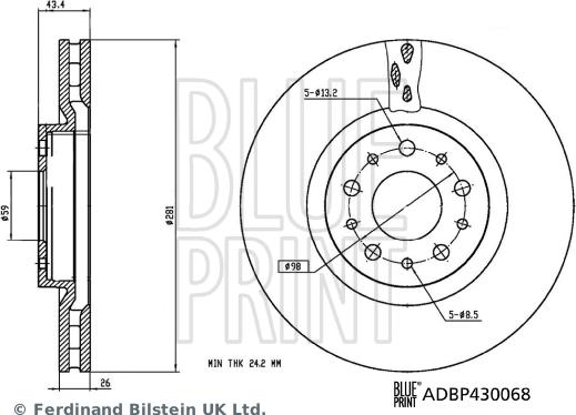 Blue Print ADBP430068 - Bremžu diski adetalas.lv