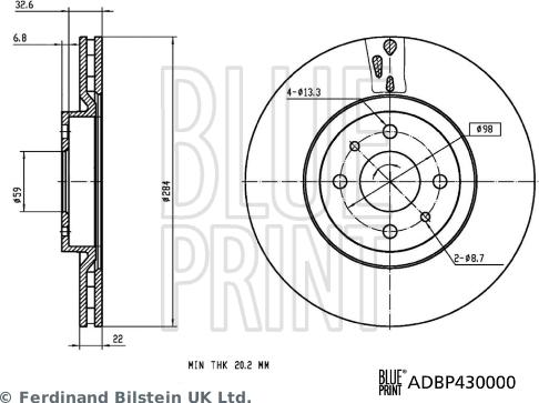 Blue Print ADBP430000 - Bremžu diski adetalas.lv