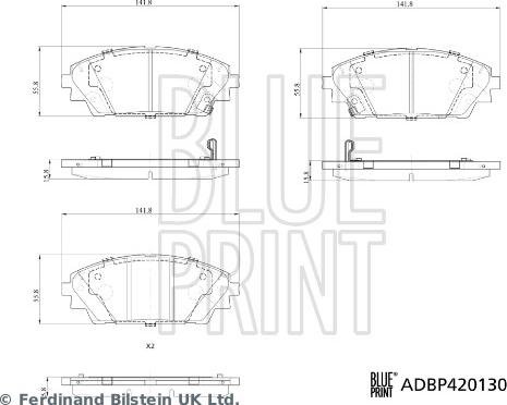 Blue Print ADBP420130 - Bremžu uzliku kompl., Disku bremzes adetalas.lv