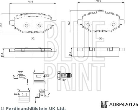 Blue Print ADBP420126 - Bremžu uzliku kompl., Disku bremzes adetalas.lv