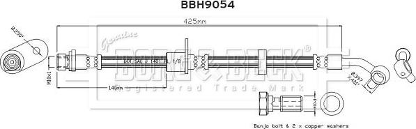 Borg & Beck BBH9054 - Bremžu šļūtene adetalas.lv