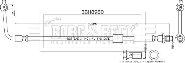 Borg & Beck BBH8980 - Bremžu šļūtene adetalas.lv