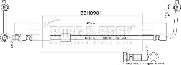 Borg & Beck BBH8981 - Bremžu šļūtene adetalas.lv