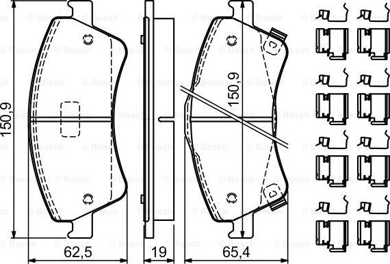 BOSCH 0 986 494 932 - Bremžu uzliku kompl., Disku bremzes adetalas.lv