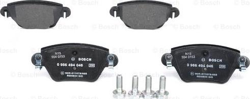 BOSCH 0 986 494 046 - Bremžu uzliku kompl., Disku bremzes adetalas.lv