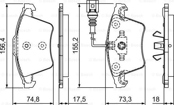 BOSCH 0 986 494 203 - Bremžu uzliku kompl., Disku bremzes adetalas.lv