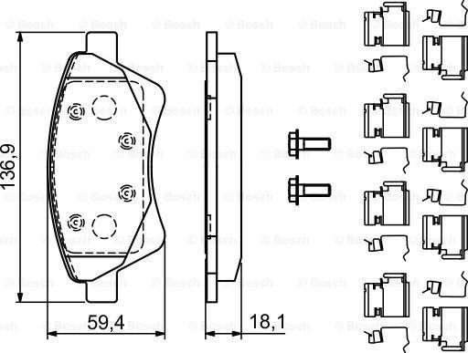 BOSCH 0 986 494 725 - Bremžu uzliku kompl., Disku bremzes adetalas.lv