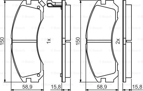 BOSCH 0 986 495 491 - Bremžu uzliku kompl., Disku bremzes adetalas.lv