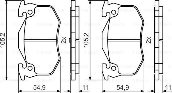 BOSCH 0 986 495 492 - Bremžu uzliku kompl., Disku bremzes adetalas.lv