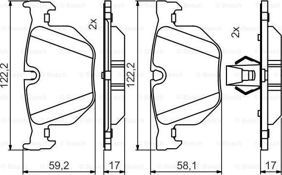 BOSCH 0 986 495 481 - Bremžu uzliku kompl., Disku bremzes adetalas.lv