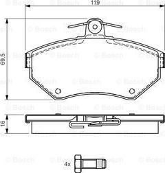 BOSCH 0 986 495 045 - Bremžu uzliku kompl., Disku bremzes adetalas.lv