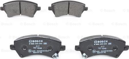 BOSCH 0 986 495 243 - Bremžu uzliku kompl., Disku bremzes adetalas.lv