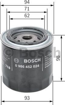 BOSCH 0 986 452 024 - Eļļas filtrs adetalas.lv