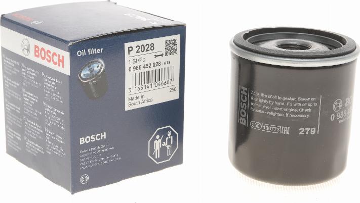 BOSCH 0 986 452 028 - Eļļas filtrs adetalas.lv