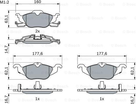 BOSCH 0 986 424 456 - Bremžu uzliku kompl., Disku bremzes adetalas.lv