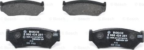 BOSCH 0 986 424 251 - Bremžu uzliku kompl., Disku bremzes adetalas.lv