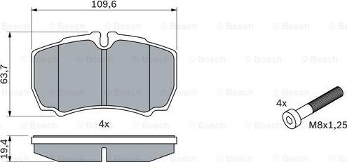 BOSCH 0 986 424 750 - Bremžu uzliku kompl., Disku bremzes adetalas.lv