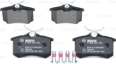 BOSCH 0 986 424 751 - Bremžu uzliku kompl., Disku bremzes adetalas.lv