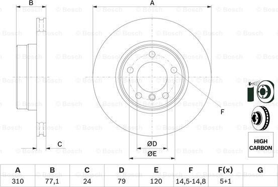 BOSCH 0 986 479 055 - Bremžu diski adetalas.lv