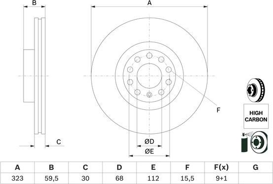 BOSCH 0 986 479 060 - Bremžu diski adetalas.lv