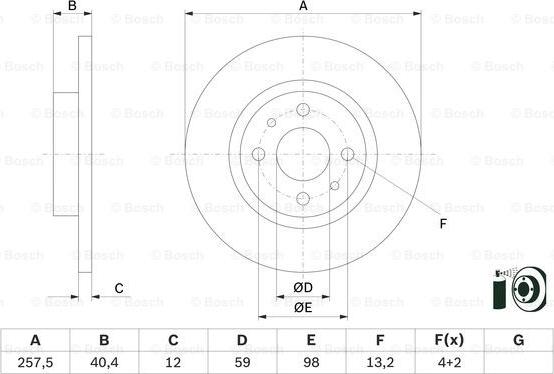 BOSCH 0 986 479 E65 - Bremžu diski adetalas.lv