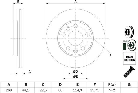 BOSCH 0 986 479 F65 - Bremžu diski adetalas.lv