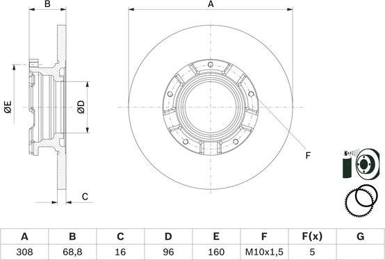 BOSCH 0 986 479 F62 - Bremžu diski adetalas.lv